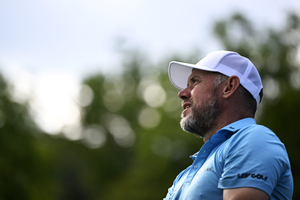 Lee Westwood in action at LIV Golf Greenbrier
