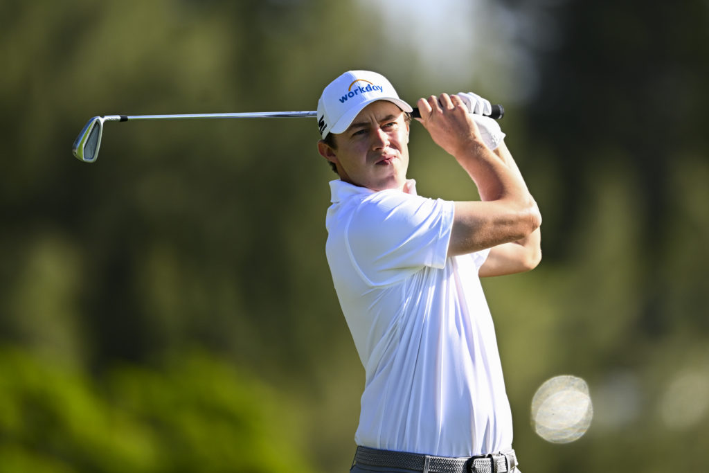 Matt Fitzpatrick hits his tee shot on the second hole during the third round of The Sentry at The Plantation Course at Kapalua