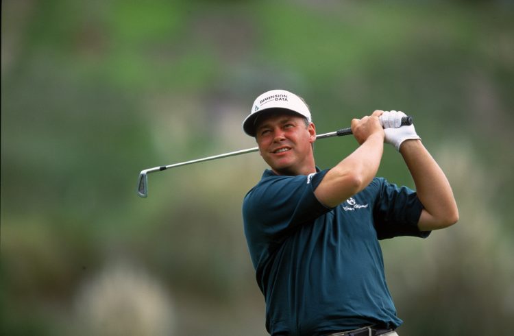 25 Feb 2000:  Darren Clarke watches the ball after hitting it during the World Match - Play Championships at La Costa Resort and Spa in Carlsbad, C...