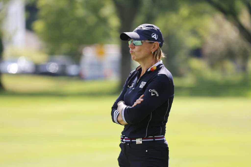 Annika Sorenstam looks on during the Dow Great Lakes Bay Invitational in 2022