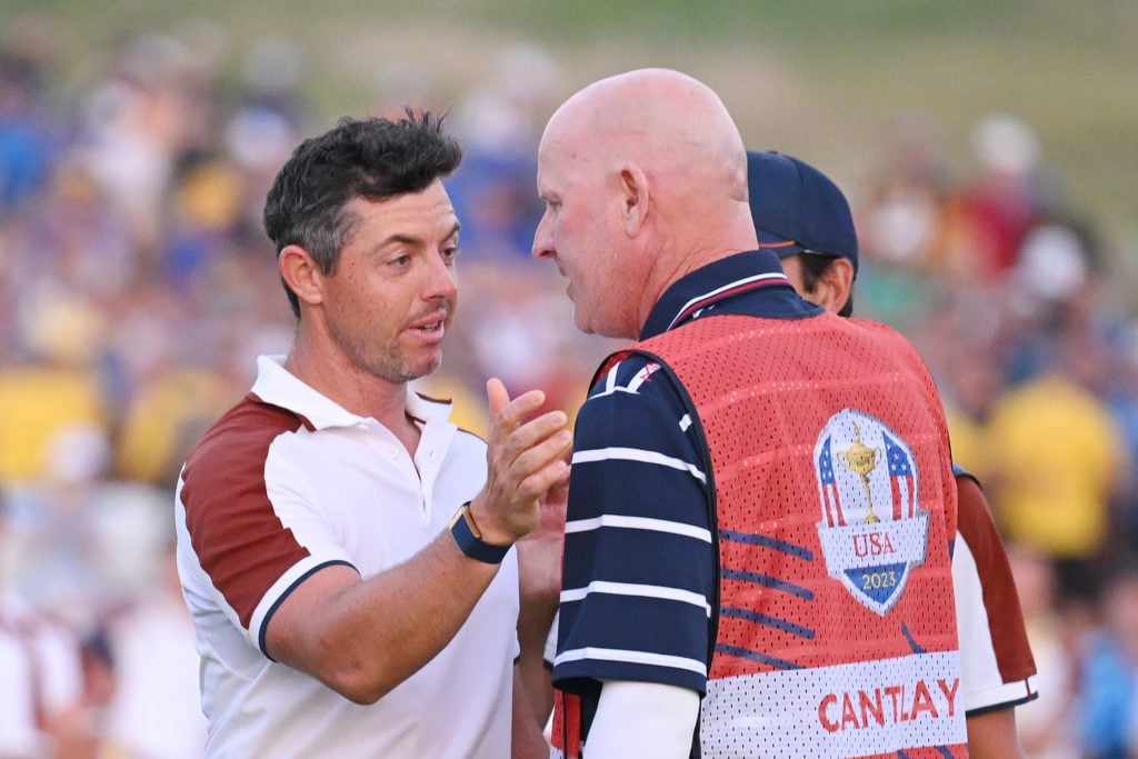 McIlroy and Joe LaCava at the 2023 Ryder Cup