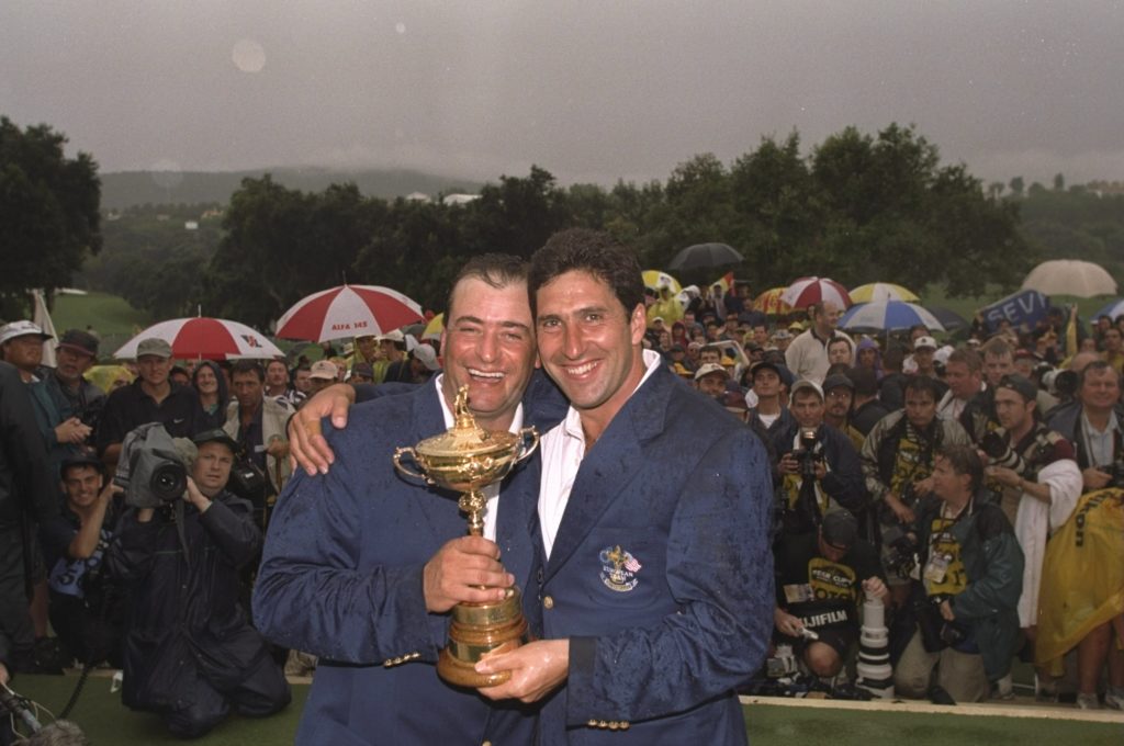European team mates Costantino Rocca and Jose Maria Olazabal