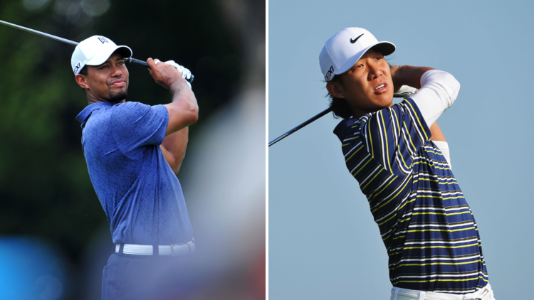 Split of Tiger Woods (L) and Anthony Kim (R) pre 2012