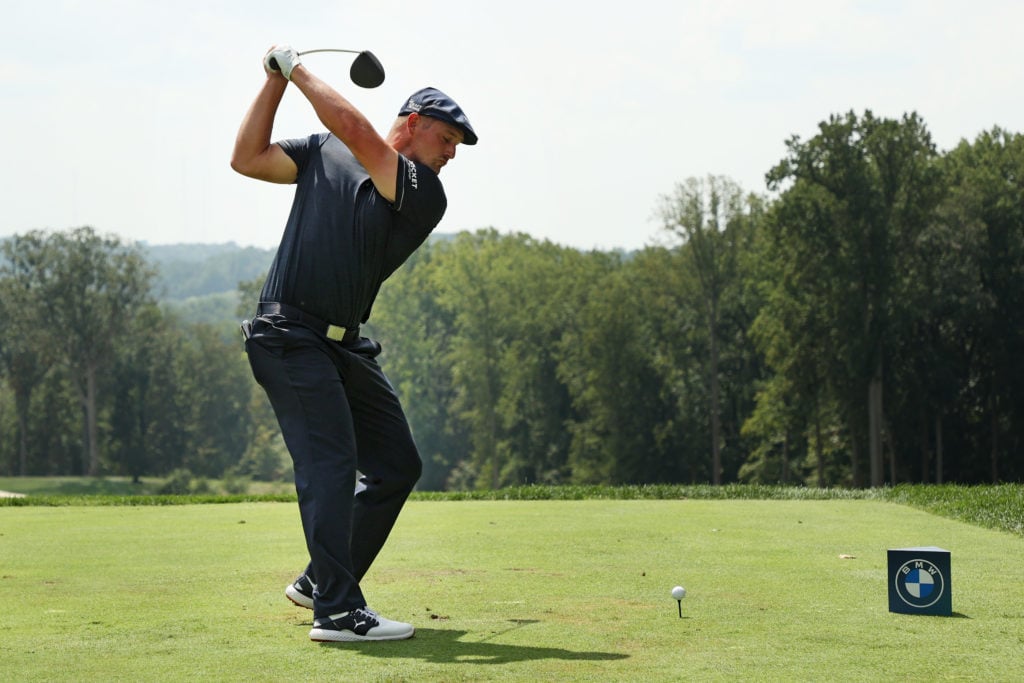 Bryson DeChambeau in action during round two of the BMW Championship at Caves Valley Golf Club in 2021