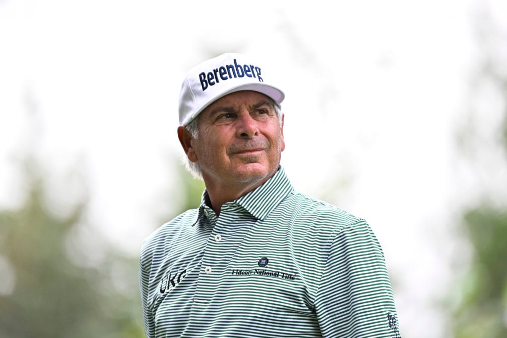Fred Couples looks on from the second tee during the third round of the Boeing Classic