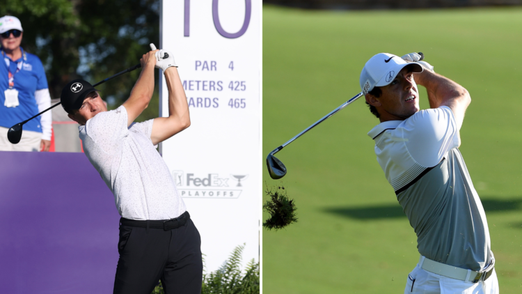 Split of Jordan Spieth (L) and Rory McIlroy from 2015 (R)
