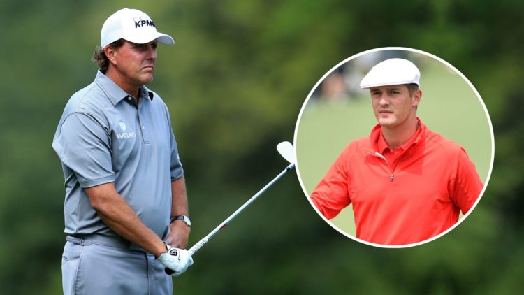 Phil Mickelson with an insert of Bryson DeChambeau (both from 2016 Masters)