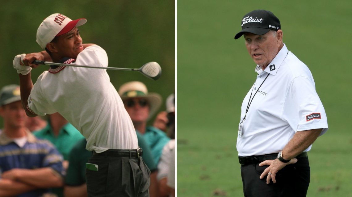 Tiger Woods circa 1995, and Butch Harmon.