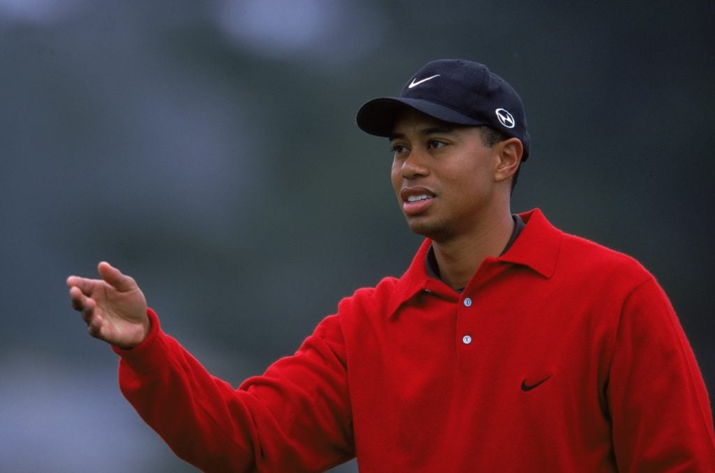 Tiger Woods playing golf at Pebble Beach in 2000