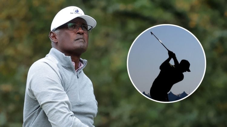 Vijay Singh of Fiji hits a tee shot on the fourth hole during the second round of the Simmons Bank Championship 2024 at Pleasant Valley Country Clu...