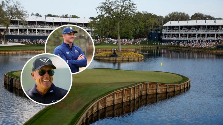 Bryson DeChambeau at The Showdown Phil Mickelson at LIV Golf Andalucia TPC Sawgrass' 17th hole