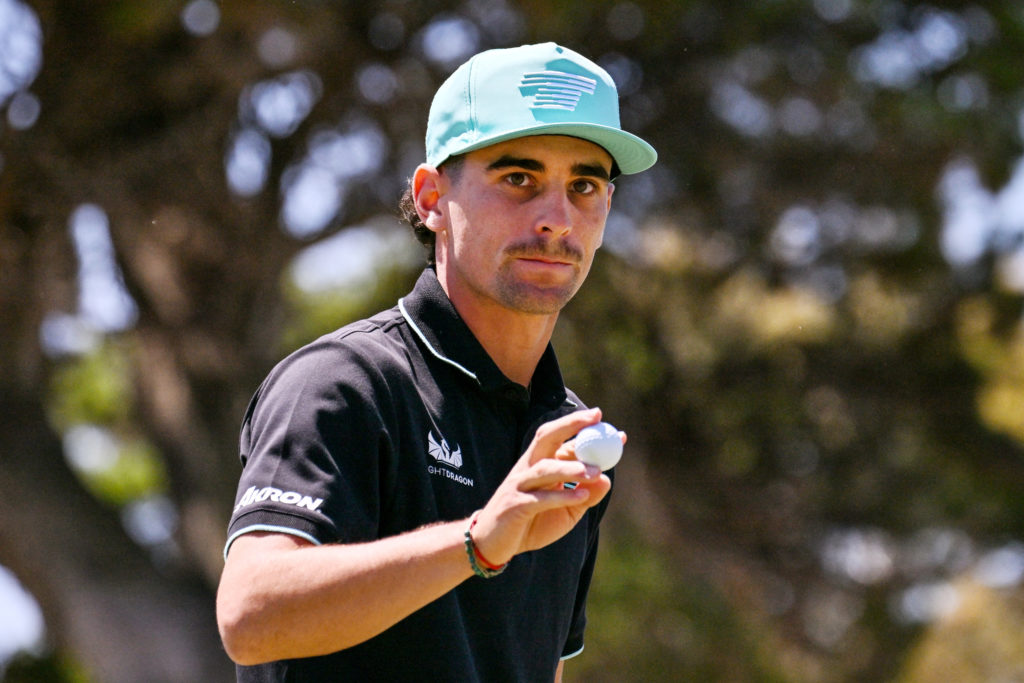 Joaquin Niemann in action at the Grange Golf Club in Adelaide during LIV Golf Adelaide