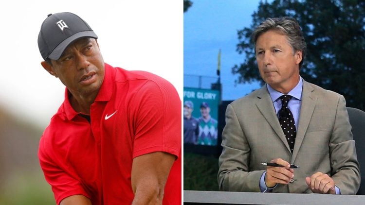 Brandel Chamblee is seen on the set of The Golf Channel/Tiger Woods during the final round of the PNC Championship at The Ritz-Carlton Golf Club