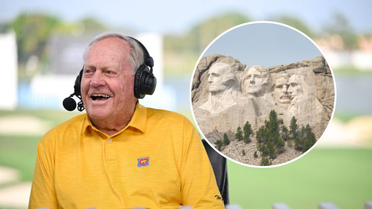 Jack Nicklaus laughs in the NBC booth during the third round of The Cognizant Classic in The Palm Beaches at PGA National Resort the Champion Cours...