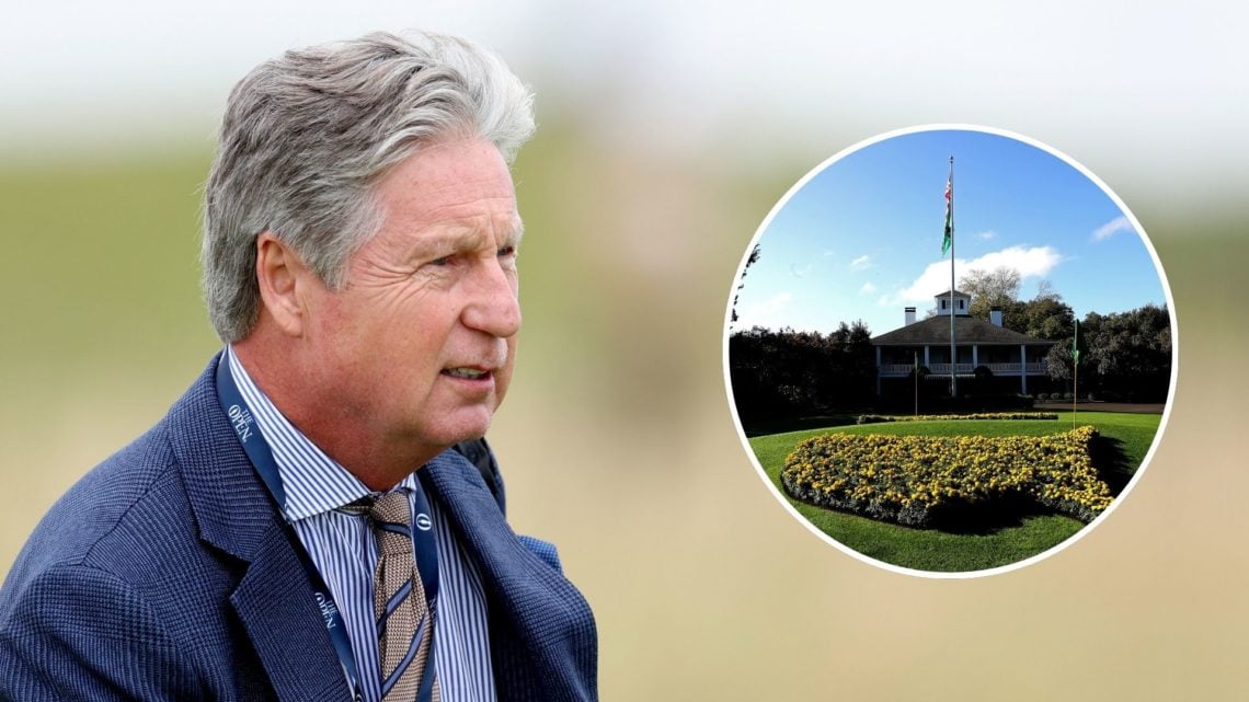 TV comentator Brandel Chamblee looks on prior to The 152nd Open championship. Inset, Augusta National golf club