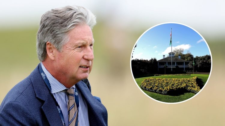 TV comentator Brandel Chamblee looks on prior to The 152nd Open championship. Inset, Augusta National golf club