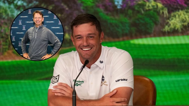 Bryson DeChambeau speaks to members of the media in a pre-event press conference prior to the Masters at Augusta National Golf Club, main image. Br...