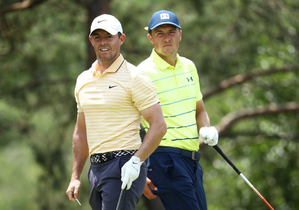 Rory McIlroy and Jordan Spieth in action during The Memorial Tournament in 2020