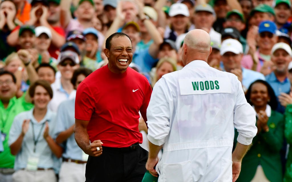 Tiger Woods celebrates after winning The 2019 Masters