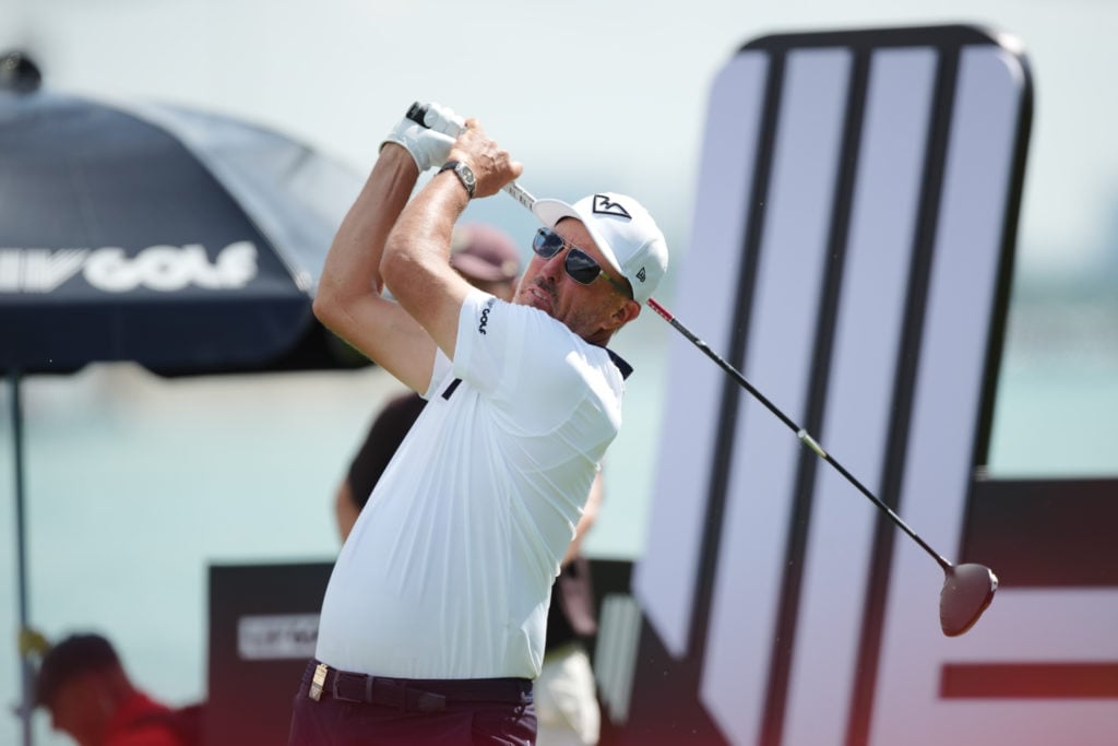 Phil Mickelson in action during LIV Golf Singapore - Day One