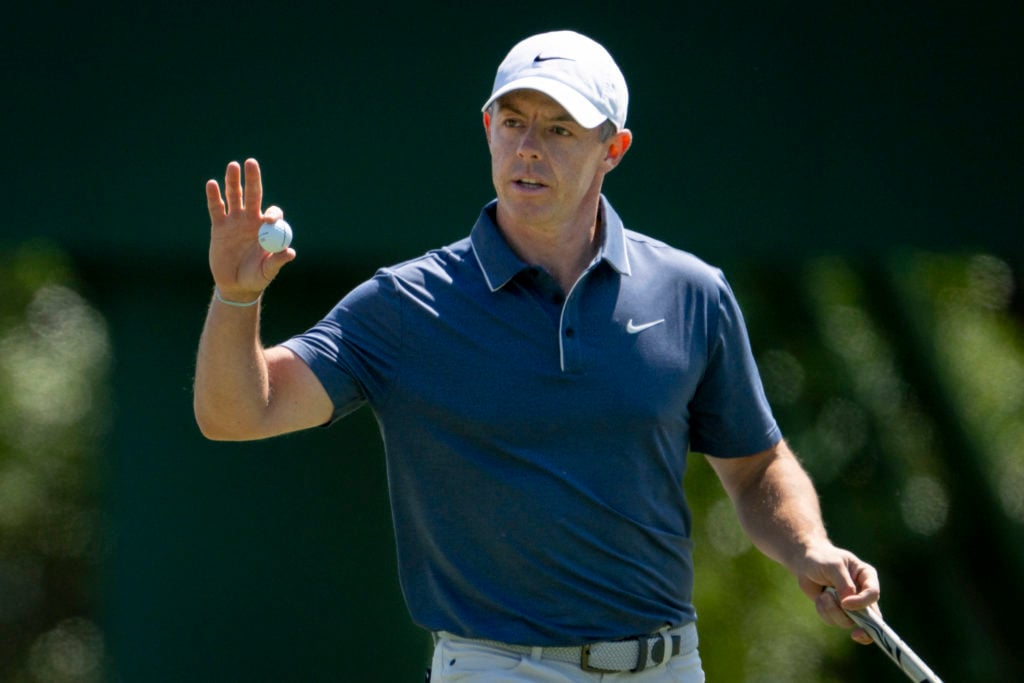 Rory McIlroy in action during The 2025 Masters