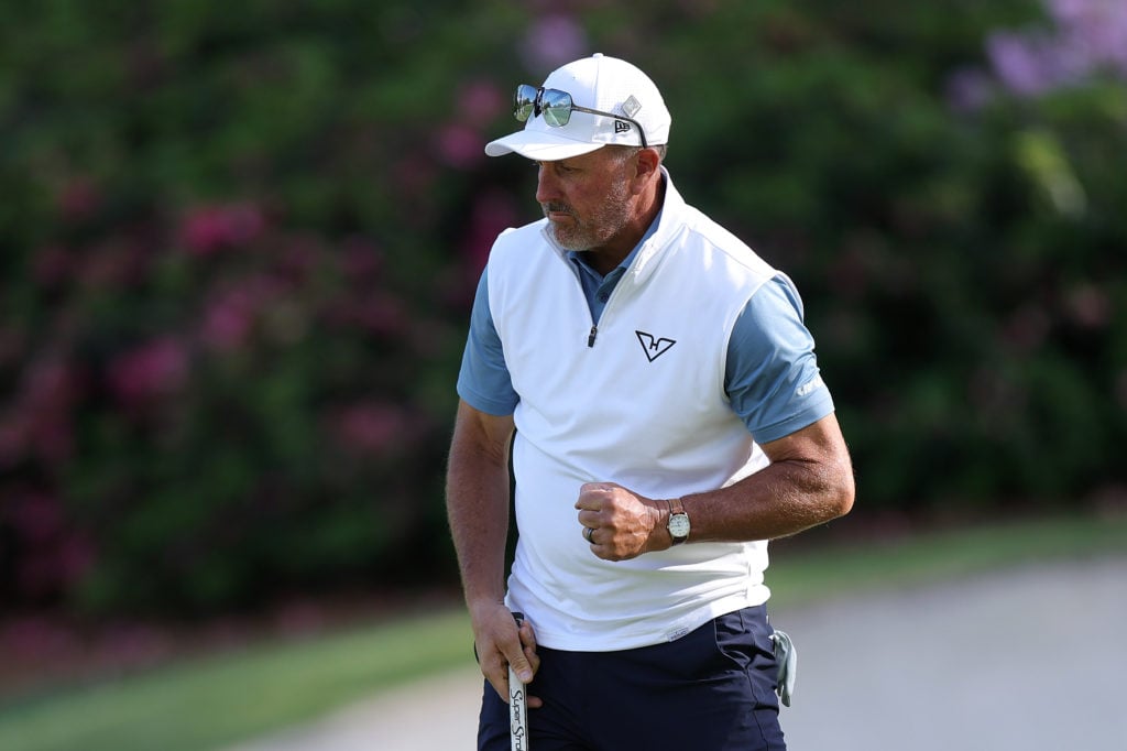 Phil Mickelson in action at The Masters - Round Two