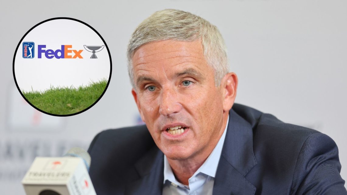 Main image - PGA Tour Commissioner Jay Monahan addresses the media during a press conference prior to the Travelers Championship at TPC River Highl...