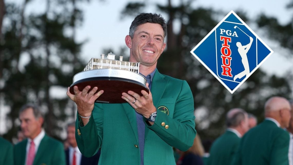 Main image - Rory McIlroy of Northern Ireland poses with the Masters trophy during the Green Jacket Ceremony after winning the 2025 Masters Tournam...