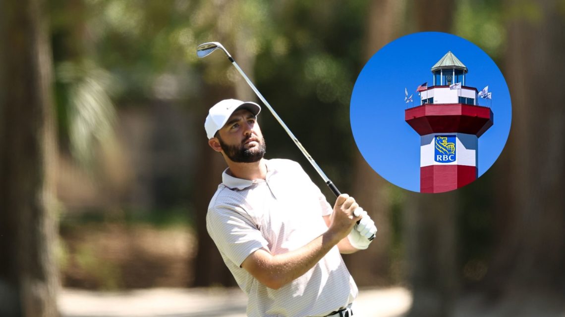 Scottie Scheffler plays a shot on the 12th hole during the first round of the RBC Heritage 2025 at Harbour Town Golf Links, main image. The Harbour...