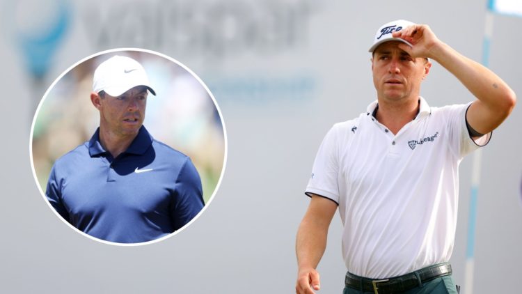 Image of Justin Thomas with an inset of Rory McIlroy