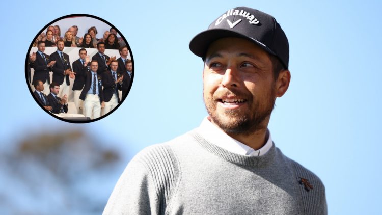 Main image - Xander Schauffele looks on during a practice round prior to THE PLAYERS Championship on the Stadium Course at TPC Sawgrass. Inset - Me...