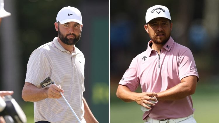 A split image of Scottie Scheffler at the 2025 RBC Heritage and Xander Schauffele at the RBC Heritage