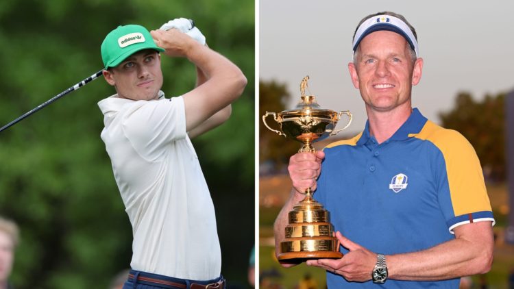 Ludvig Aberg at The Masters, Luke Donald holding Ryder Cup trophy