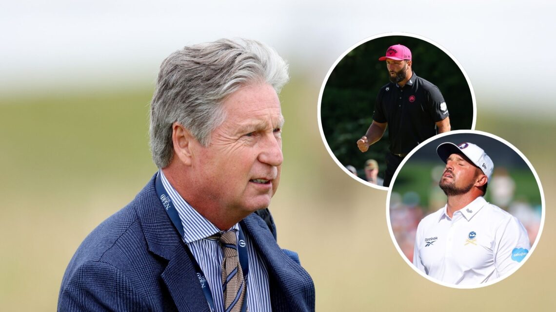Brandel Chamblee at The Open / Jon Rahm during the final round of the PGA Championship / Bryson DeChambeau looks frustrated at the 2025 PGA Champio...