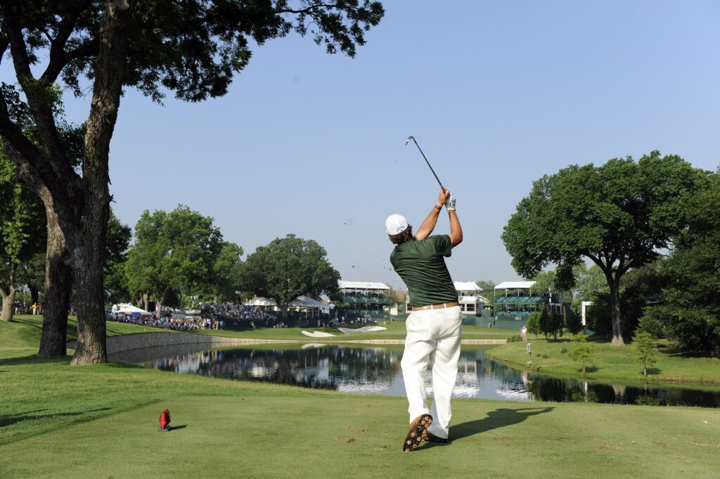 Phil Mickelson playing at the Crowne Plaza Invitational at Colonial