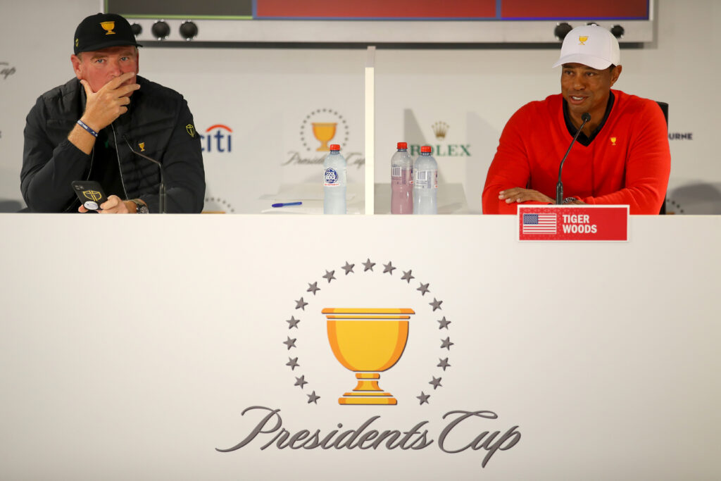 Ernie Else and Tiger Woods speak to the media ahead of the 2019 Presidents Cup