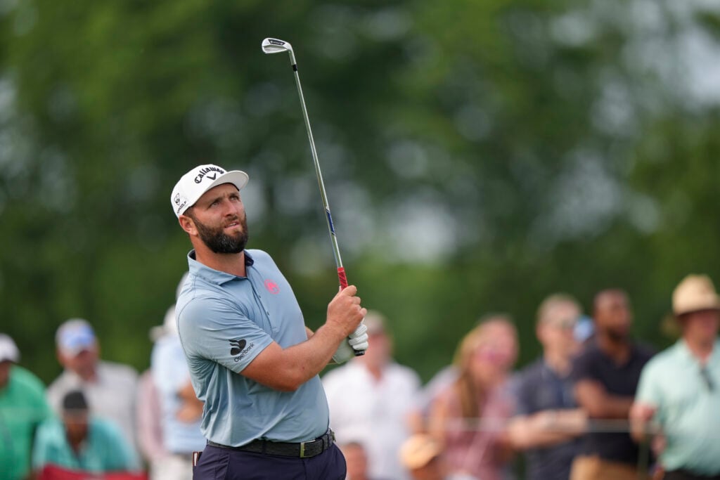 Jon Rahm in action at The 2025 PGA Championship