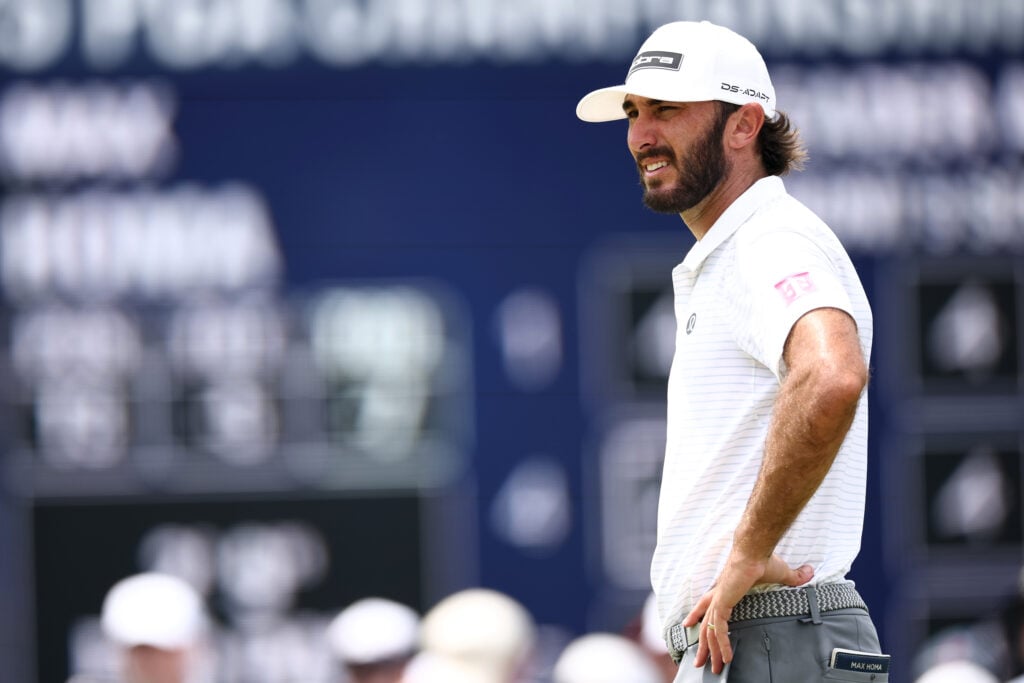 Max Homa looks on after making a putt at the 2025 PGA Championship