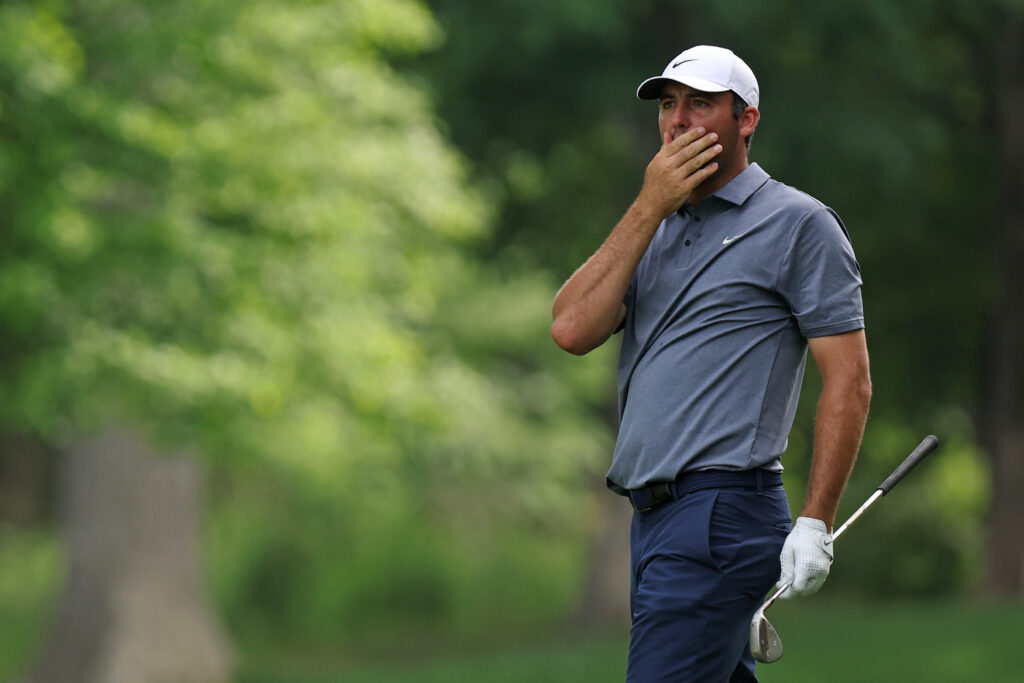 Scottie Scheffler in action at the 2025 PGA Championship - Round Two