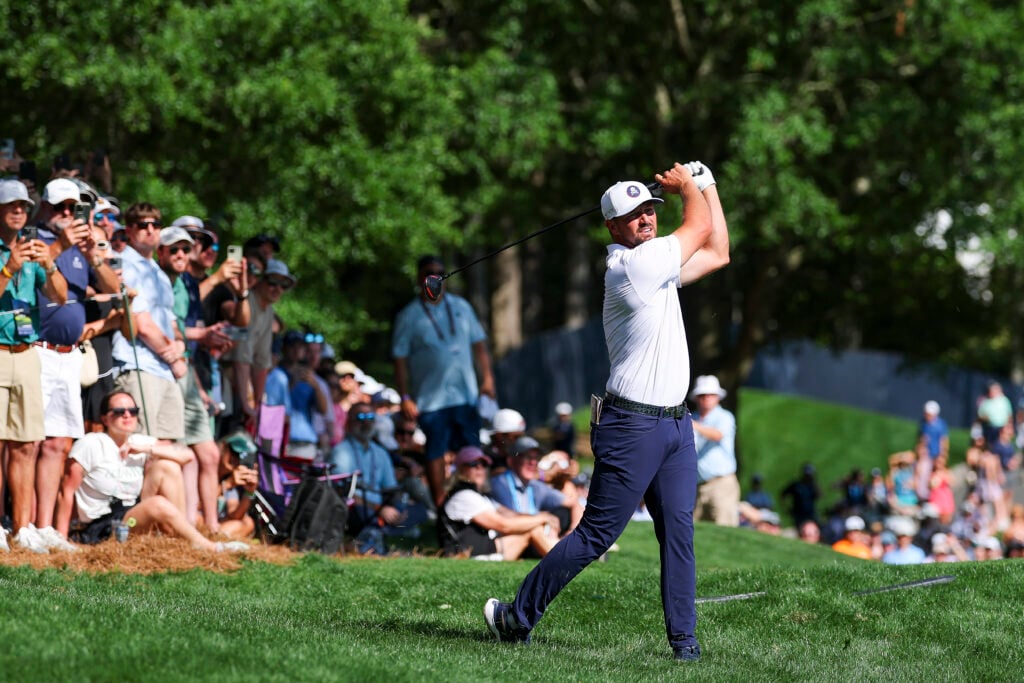 Bryson DeChambeau hits a shot at the PGA Championship
