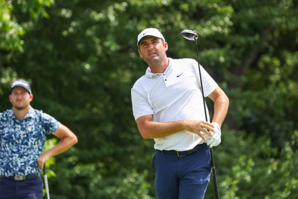 Scottie Scheffler in action at the Charles Schwab Challenge