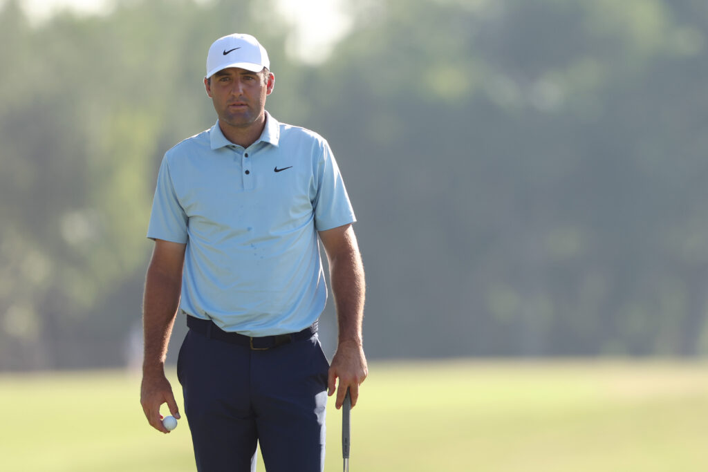 Scottie Scheffler in action at the Charles Schwab Challenge 2025 - Round Two