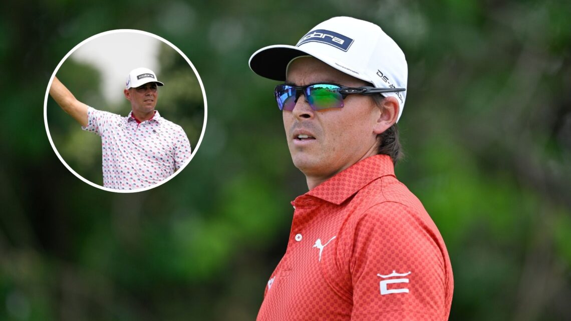 Main image - Rickie Fowler watches his tee shot on the 10th hole during the first round of Truist Championship at The Philadelphia Cricket Club and...