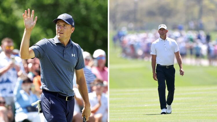 Jordan Spieth in action at THE CJ CUP Byron Nelson 2025 - Final Round / Lucas Glover at THE PLAYERS Championship 2025 - Round Three