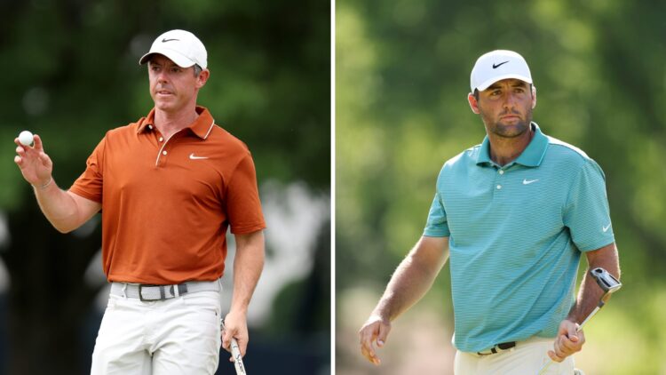 Rory McIlroy and Scottie Scheffler in action at the PGA Championship
