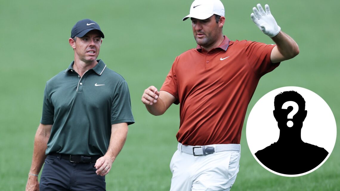Rory McIlroy and Scottie Scheffler during round one of the 2025 PGA Championship
