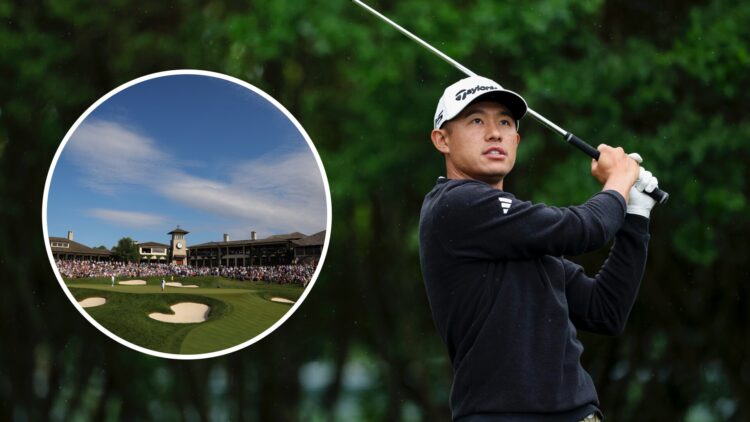 Collin Morikawa at the Truist Championship, inset of Muirfield Village
