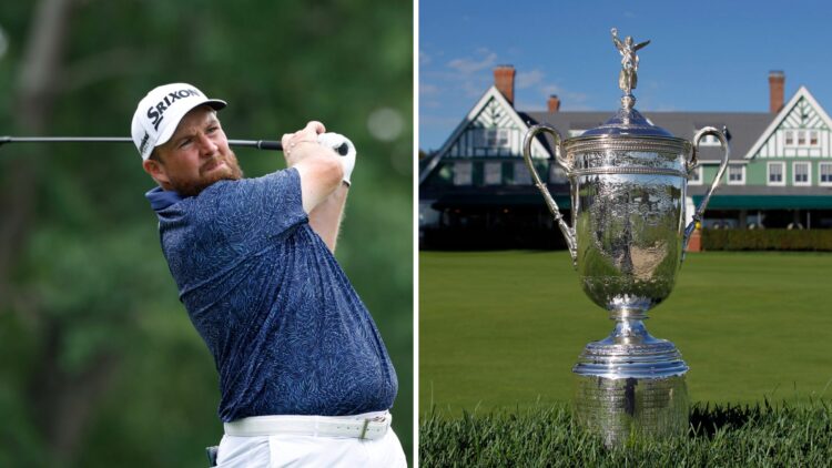 Shane Lowry in action at the PGA Championship at Quail Hollow / The US Open trophy at Oakmont in 2016