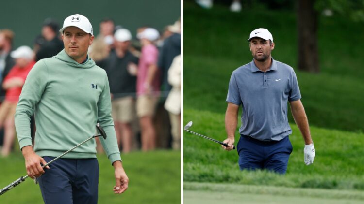 Jordan Spieth in action at The Memorial Tournament / Scottie Scheffler in action at the Memorial Tournament presented by Workday - Round One