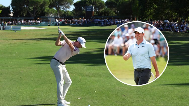 Tom McKibbin plays at the 2024 Italian Open, inset Rory McIlroy plays at the 2025 Zurich Classic of New Orleans